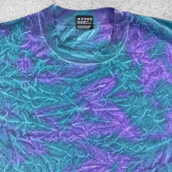 Vintage Fruit of the Loom T Shirt Mens Large Purple Blue Tie Dye Single Stitch - Picture 2 of 11